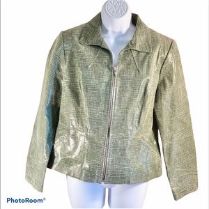 Alfani petite green leather jacket size MP